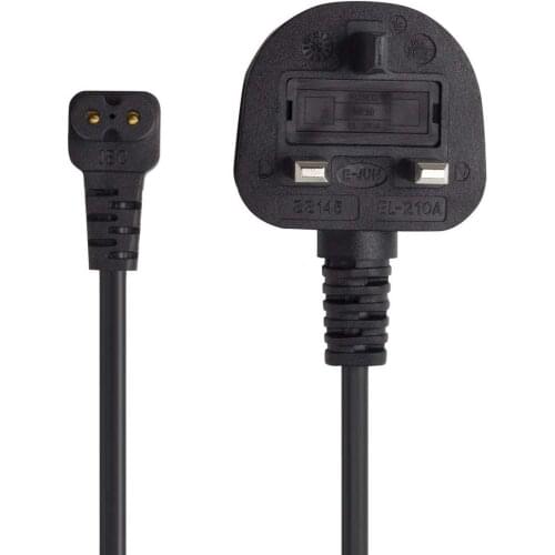Power Cable UK 3PIN Plug to Right Angled 90 Degree,Figure Fig of 8 IEC C7 Mains Power Lead Cable (1M)