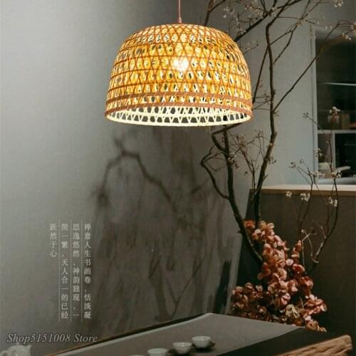 Modern handmade bamboo Pendant Lights farmhouse Hanging lamp Japanese Pendant lamps handmade simple living room bedroom lighting