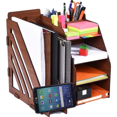 Document Rack Practical Desk Organizer Gift Wooden Organizer Stylish Useful Pen Business Card Notebook