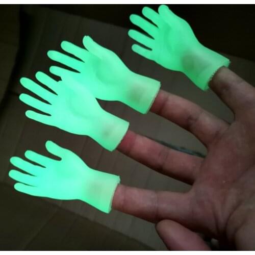 2pcs Luminous Five Fingers Open Palm Fingers Even Finger Set Toys Fluorescent Green Left And Right Small Hand Model Novelty Toys
