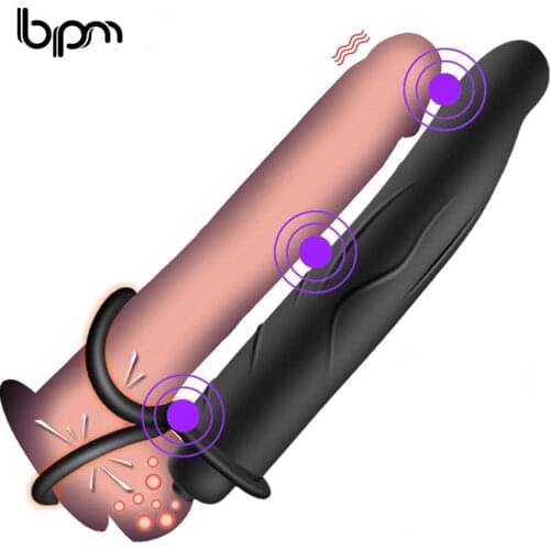 Bpm Double Penetration Strap On Cock Dildo Anal Vibrator Adult Erotic Sex Toys For Women Couples Massager Products Masturbator