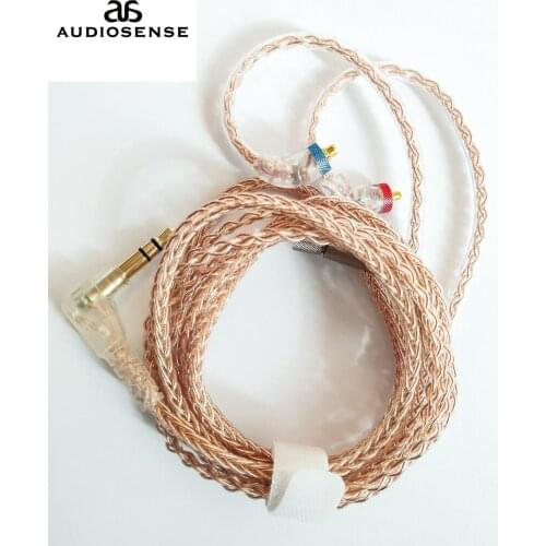 AUDIOSENSE 8 Strands 19 Core 6N Single Crystal Copper Headphone Upgrade MMCX Cable For T800 ,SE846,UE900,W80,XBA-H3 etc