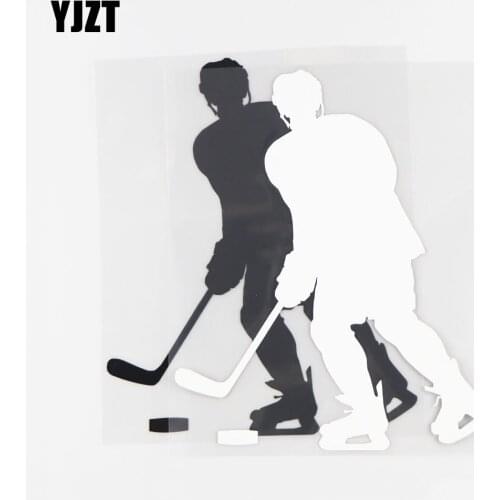 YJZT 14.8×18.4CM Vinyl Hockey Player Car Sticker Body Door Window Rear Glass Decorative Sticker 20A-0100