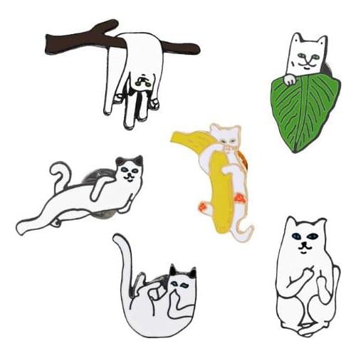 6 style Elf weird cat brooches for women Girls Cute Animal Cat Brooches fashion jewelry lovely Cat Brooches Nice Party Gifts