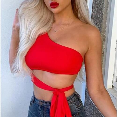 Summer T Shirt Women 2021 belt sexy solid color off shoulder new strapless tops Female Tee Tshirts dropshipping YBN9096