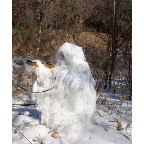 Winter white snow Hunting Ghillie Suit Snow White Camo Net Clothes for Outdoor Sports Training Snow Walking Hunting Uniform