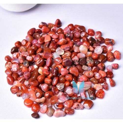0.44LB Bulk Hand Polished Natural Red Agate Stones Reiki Gravel Crystal Stones Decoration FishTank Decor Garden Tank Décor Room