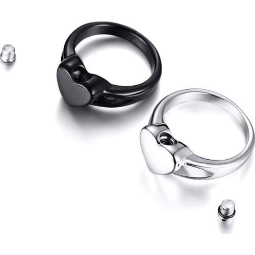 11.5mm Titanium Steel Heart Shaped Urn Casting Ring Can Open Ladys Pet Ancient Urn Ring Lovers Ring Pet Memorial Wear Jewelry