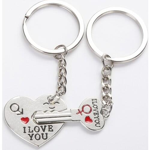 2pcs Valentines Day Gift I LOVE YOU Keychain Wedding Gifts for Guests Bridesmaid Gift Key Chain Party Favors Present Supplies
