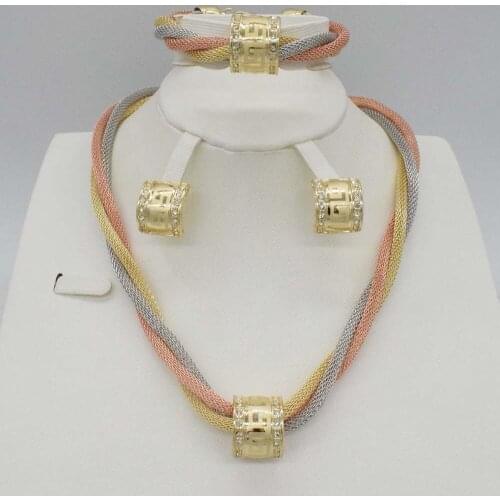 2018 Fashion Bamboo Shape African Beads Jewelry Set Exquisite Flash Dubai Jewelry Set Nigerian Wedding Bridal Bijoux