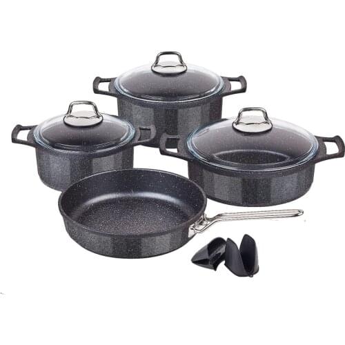 2021 COOKWARE SET 7 pieces Granite Cast handle non-stick granite pan fireproof 1st class quality suitable for induction cooker