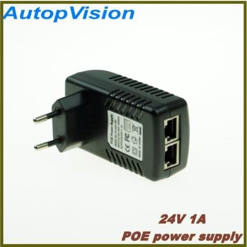 High Quality 5pcs DC 24V 1A Wall Plug POE Injector Ethernet Adapter IP Phone / Camera Power Supply Free shipping