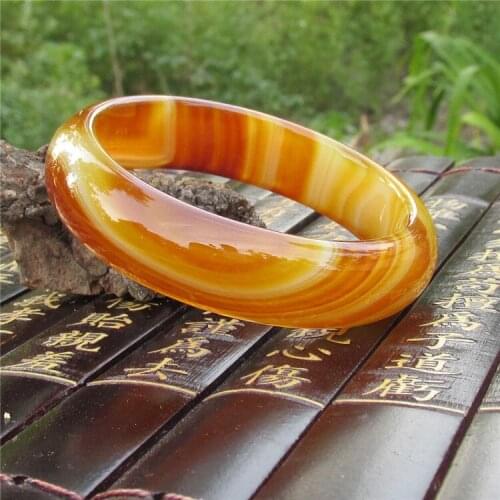 58.2mm natural gourmet yellow agate bracelet Sardonyx thickened bracelet jade bracelet bracelet genuine children section