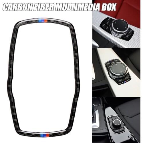 Car Carbon Fiber Frame for BMW Media Button Sticker Knob Cover for F10 F20 F30 F34 F07 F25 F26 F15 F16 F-Best