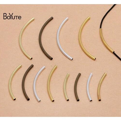 BoYuTe (200 Pieces/Lot) 2MM Outer Diameter 30-40-50MM Length Metal Brass Bend Tube Materials Hand Made DIY Jewelry Accessories