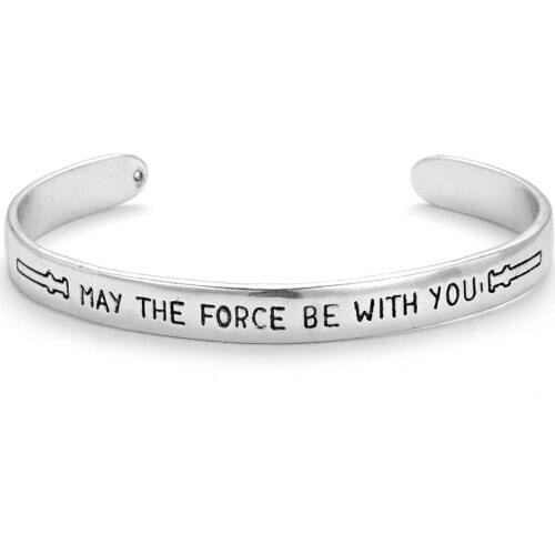 May The Force With You Stainless Steel Bangles Men Bracelets Bangles Adjustable Tone Cute Fashion Jewelry Cuff Bracelet