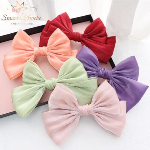 Boutique 10pcs Fashion Glossy Bow Spring Hairpins Big Bowknot Alligator Clips Princess Headwear Hair Accessories for Women Girls