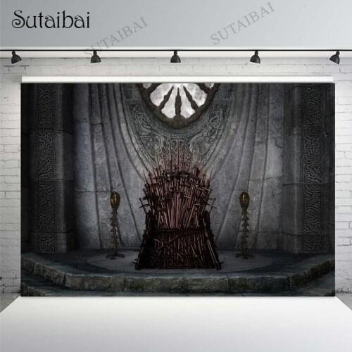 Halloween King Throne Iron Sword Solid Wall PhotoStudio Background High Quality Computer Print Party Backdrop Photography Banner