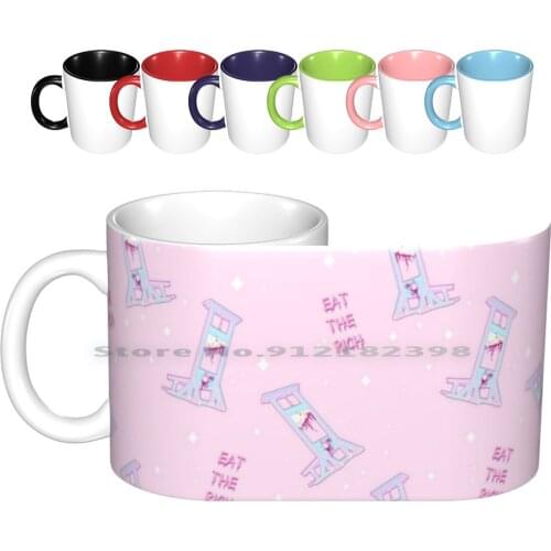 Eat The Rich Ceramic Mugs Coffee Cups Milk Tea Mug Pastel Pastel Punk Pastel Fairy Kei Yamikawaii Pink Creepy Cute Guillotine
