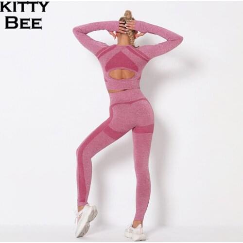 Seamless Yoga Set Gym Clothing Fitness Women Sport Set 2 Piece Tracksuit Women Sexy Crop Top Seamless Leggings Women Sportswear