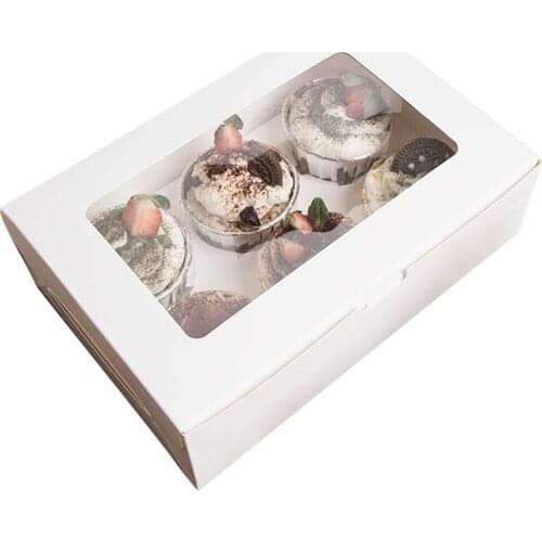 5Pcs 6 Cavities Marbling Cupcake Boxes and Packaging Cake Cookie Boxes with Window Muffin Dragees Holder Dessert Containers