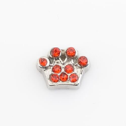 Crown with rose rhinestones, Floating charms,Fit floating charm lockets, FC0249