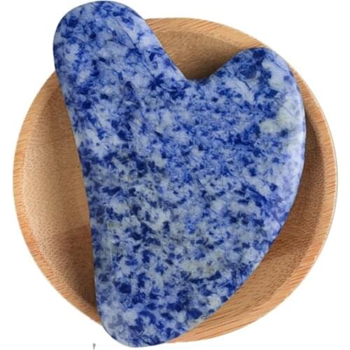 Face Gua Sha Scraper Facial Massage Tool Blue Spot Natural Stone for Face Lifting Anti-Aging Skin Tightening Reduce Puffiness