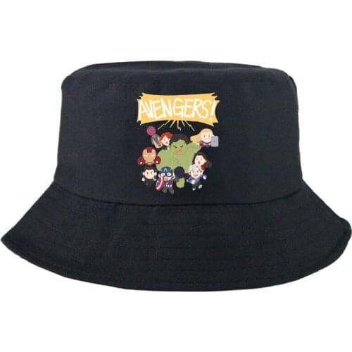 Disney Marvel Avengers Fashion Fishing Hat Outdoor Double-sided Summer Graphic Panama Cap Man Women Casual Bucket Hat Sunbonnet