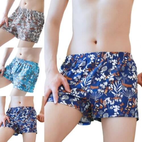 Soutong Hawaiian Print Men Underpants Loose Soft Mid Rise Loose Boxer Briefs Male Panties