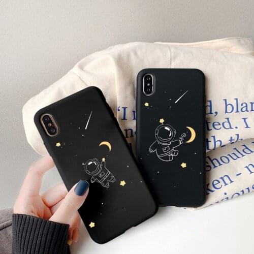 Cartoon Astronaut Moon Stars Phone Case For iPhone 6s 7 8 Plus SE 2020 12 11 Pro Max X XR XS Max Soft Silicone Cute Back Cover