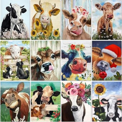 Full Square/Round 5D Diy Diamond Painting Cow Diamond Embroidery Animal Cattle Cross Stitch Kits Rhinestone Mosaic Handmade Gift