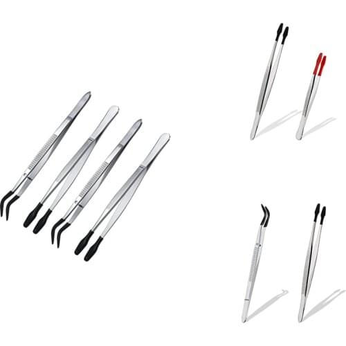 New Rubber Tip Tweezers Set For Craft Laboratory Industrial Hobby Tweezers Pliers Jewelry Stamp Plastic Box 12/15Cm