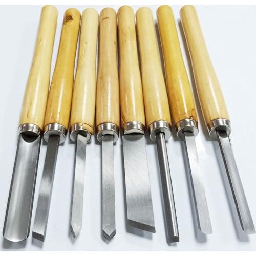 8pcs Handheld High Speed Steel Woodworking Turning Tool Set Hardcover DIY Turning Tool Carving Knife Lathe chisel