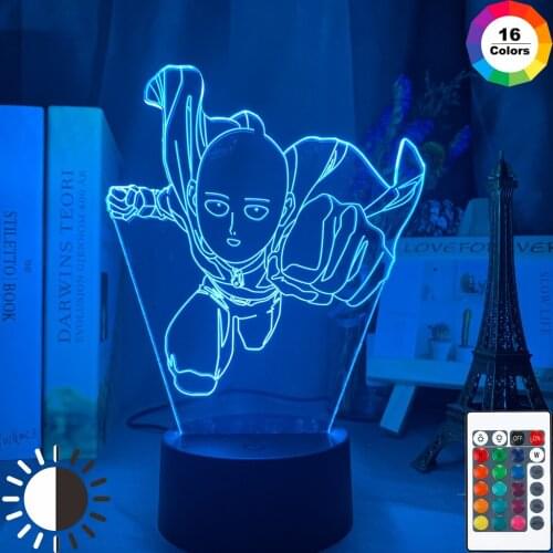 One Punch Man Saitama Figure Led Night Light Lamp for Home Decoration Nightlight Cool Manga Store Decor Ideas Table 3d Light