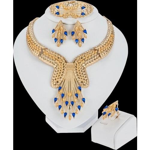 2021 NEW Jewelry sets for women new necklace earrings bracelet ring Dubai African bridal gifts wedding collares jewellery set