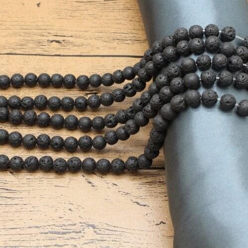 New Arrival! Natural Black Volcanic Lava Stone Round Beads Wholesale Drop Shipping 4 6 8 10 12MM