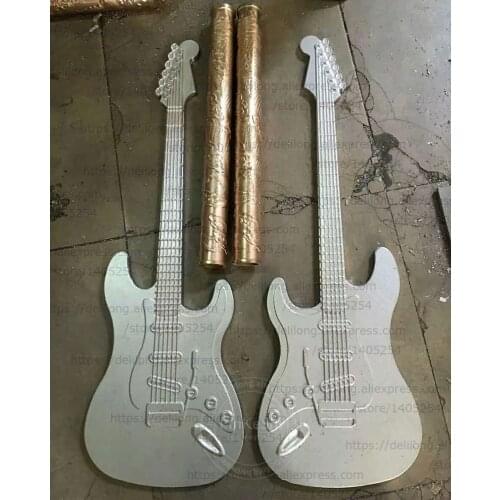 New arrival Guitar and violin carving solid material glass door pull and push handles wooden door steel door handles