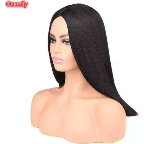 Onemily Long Silky Straight Middle Part Natural Hairline 150% Density Heat Resistant Synthetic Women Wigs for Daily Wear