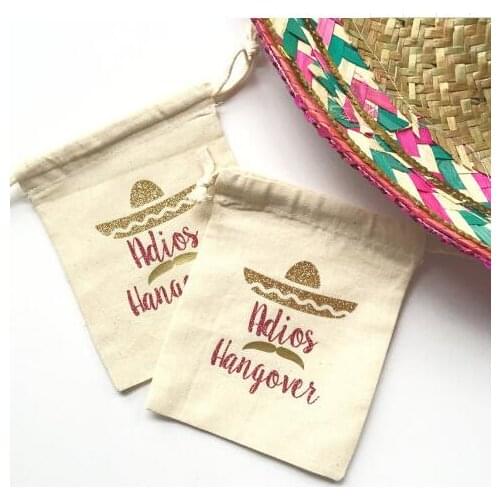 Custom Adios Hangover Fiesta Bridesmaid wedding favor bags Bachelorette Hangover recovery Survival Kit party Candy pouches