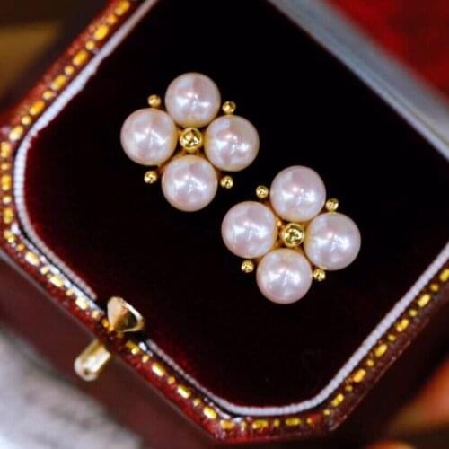 Gold Plated Earrings Mountings Findings Settings Jewelry Parts Fittings Accessories for Pearls Coral Agate Jade Beads Stones