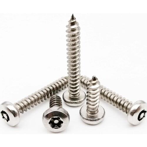10pc M2.9 M3.5 M3.9 M4.2 M4.8 304 Stainless Steel Pin Six Lobe Torx Pan Round Head Tamper Proof Security Self Tapping Wood Screw