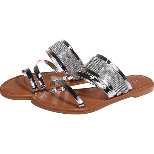 Woman Sandals Shoes Slippers Summer Style Wedges Flat Slip On Bling Fashion Flip Flop Gladiator Comfortable Plus Size 35-43