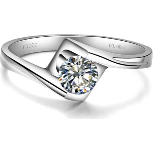 Solid 14K 585 White Gold Solitaire Engagement Ring Jewelry for Women 0.5Ct 5.0mm D Moissanite Custom 1:1 Full Size Ring