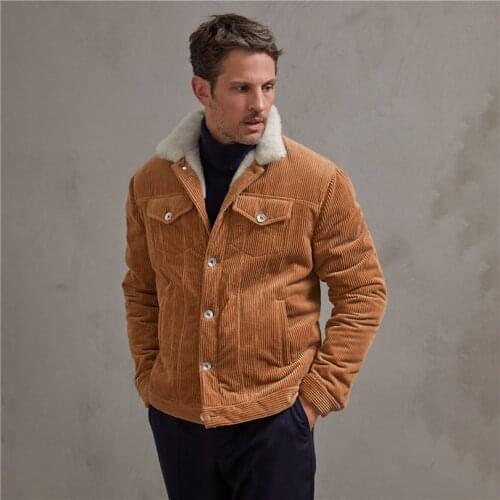 100% Cotton Corduroy Autumn Winter Jacket Men Cashmere American Casual Male Coat Spring Thick Vintage mens clothes 2021