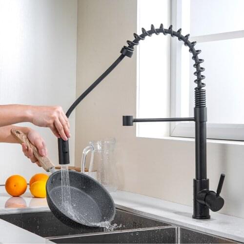 Pull-out kitchen sink faucet commercial high arc kitchen faucet matt black single handle kitchen faucet