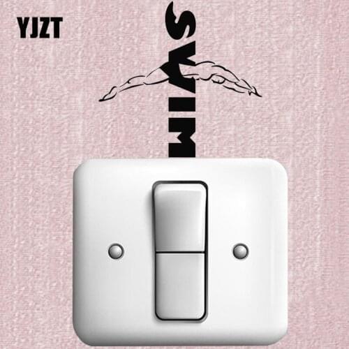YJZT Swimming Pool Water Sports Swim Light Switch Wall Sticker Home Decor Black 8SS2225