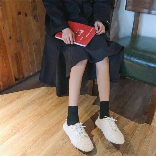 Womens Shoes Soft Sole Suede Warm Flats Casual Shoes Lady Fashion Winter New Peas Shoes Classic Laces Cotton Shoes U16-94