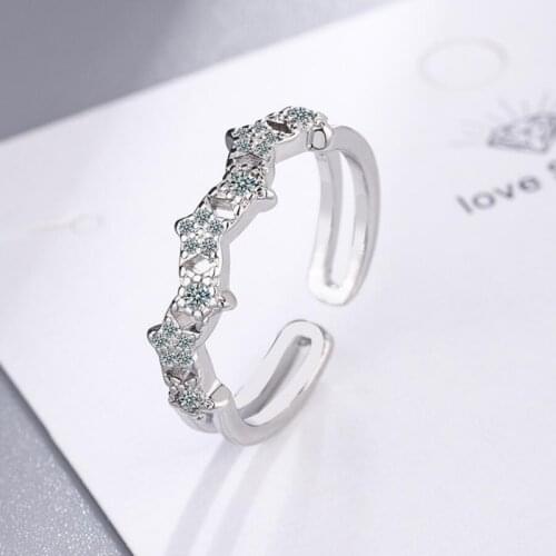 KOFSAC Fashion 925 Sterling Silver Jewelry Womens Ring New Open Size Zircon Star Finger Gift Lady Daily Wear Party Accessories