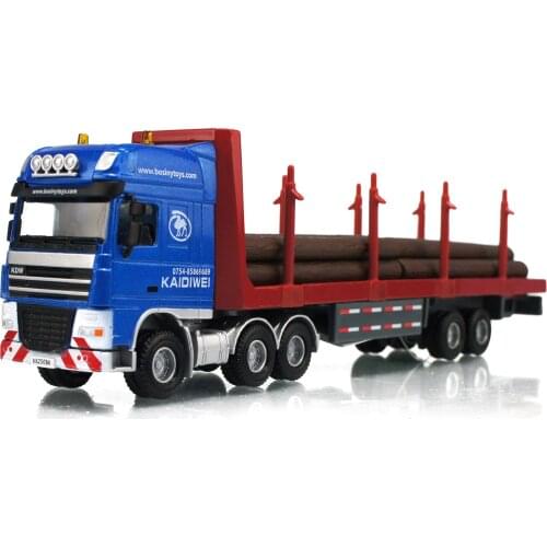 1:50 Cargo Container Wood Transporter Truck Engineering Vehicle Model Alloy Metal Flatbed Trailer Favorites Model Truck Toys