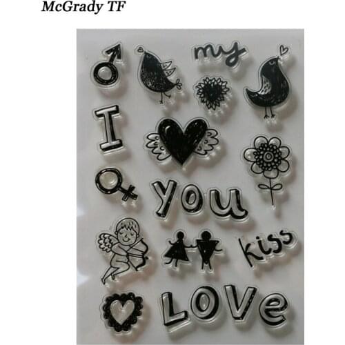 1PCS Scrapbook Stamp DIY Photo Cards Clear Stamps Transparent Silicone Rubber Stamps LOVE Wedding Decoration Clear Stamp